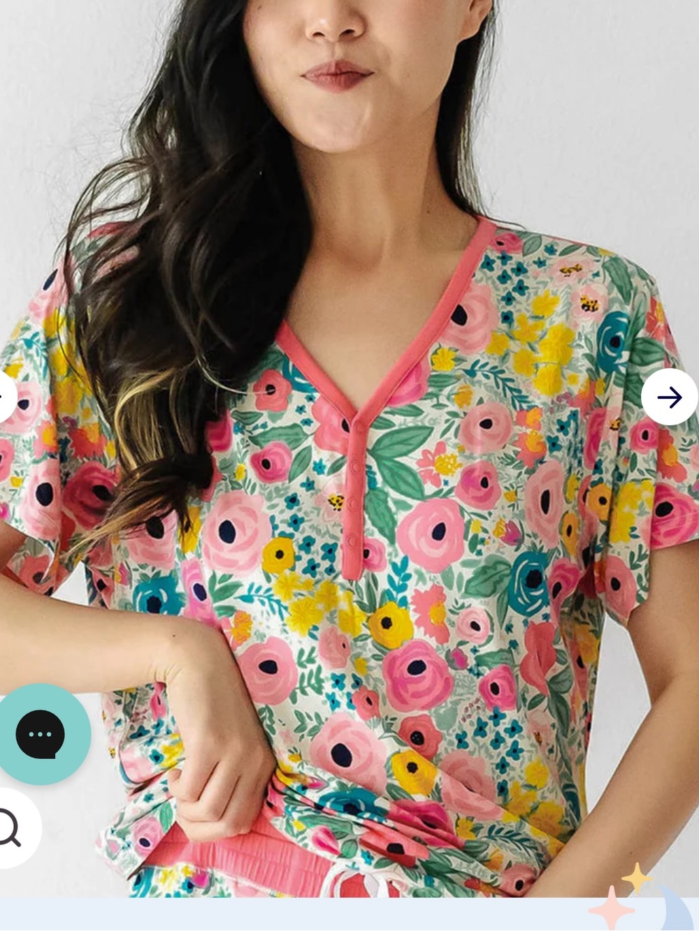 Little Sleepies Secret Garden floral pajama top in size Small